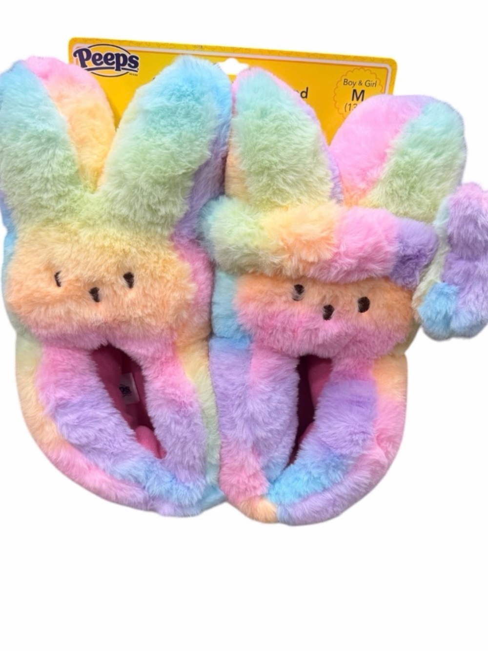 Peeps Kids Plush Bunny Slippers with Headband - M (13-1)